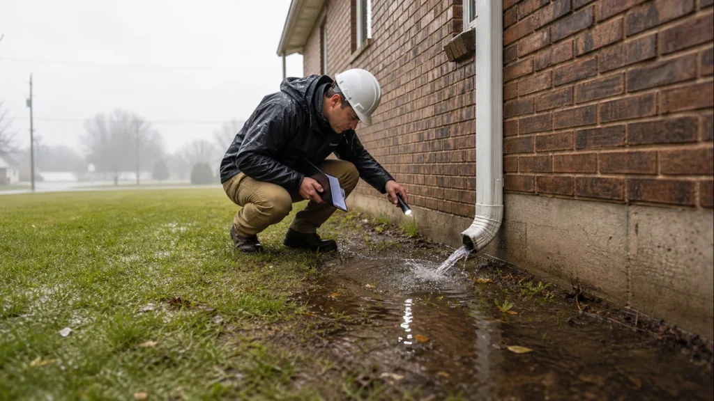 How Drainage Around a Boonville Home Affects Its Foundation — realistic Boonville, Indiana foundation service scene