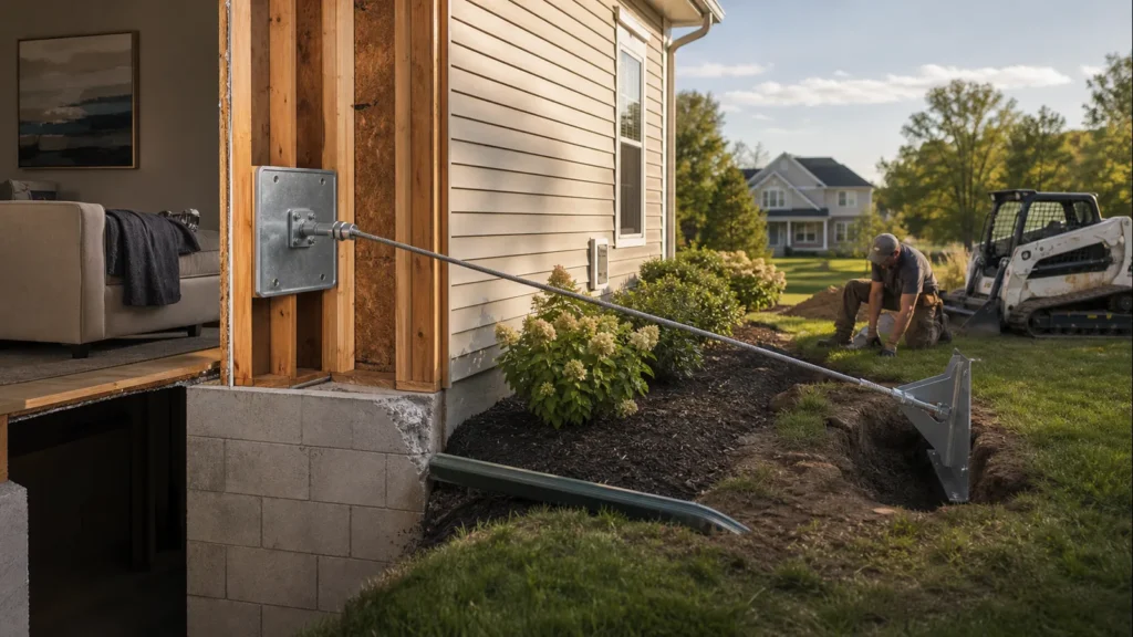 GeoLock Wall Anchors in Boonville: Site and Access Considerations — realistic Boonville, Indiana foundation service scene