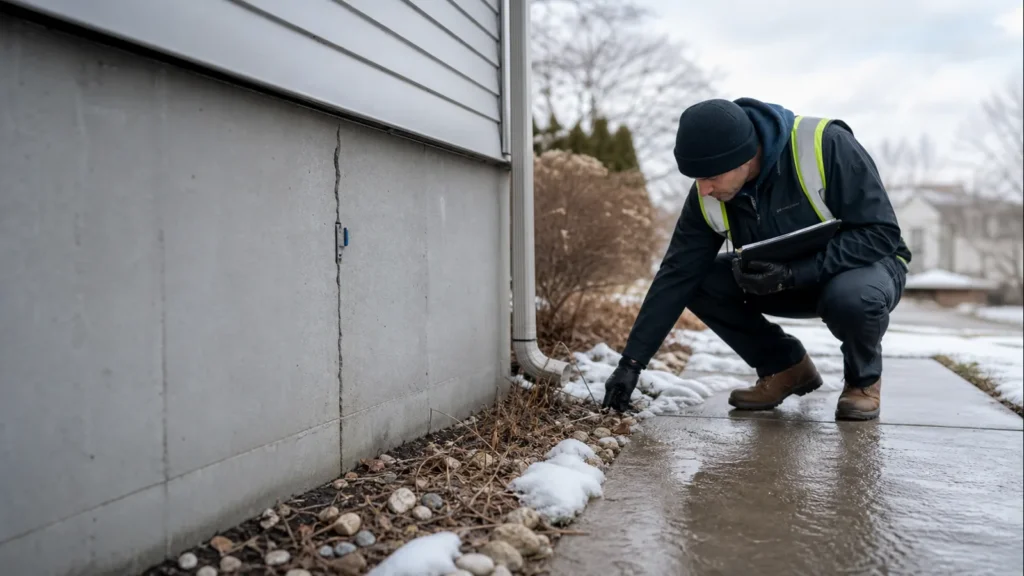 Freeze-Thaw Weather and Foundation Cracks in Boonville — realistic Boonville, Indiana foundation service scene